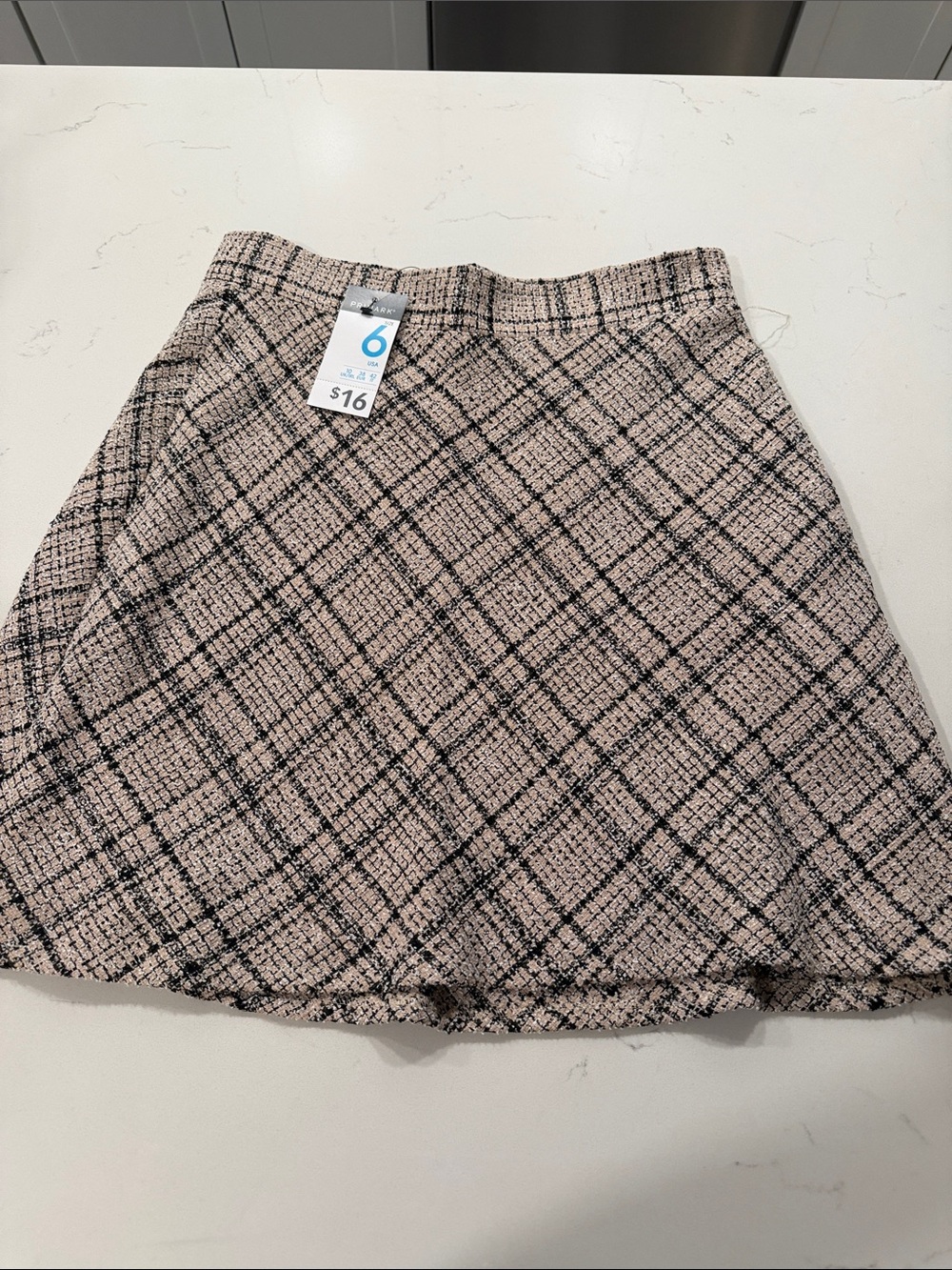 Primark Pink and Black Plaid A-Line Skirt